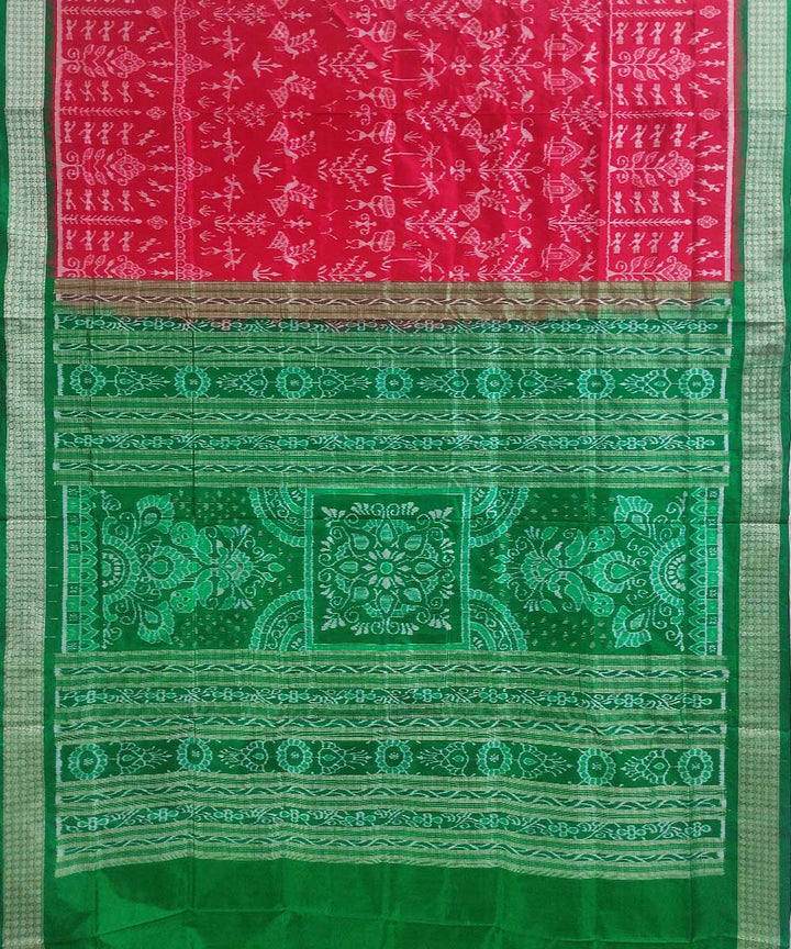 Red green silk handloom sambalpuri saree