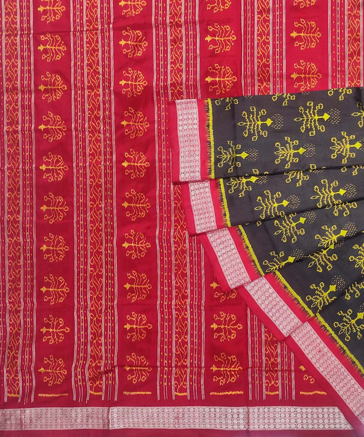 Black red silk handloom sambalpuri saree