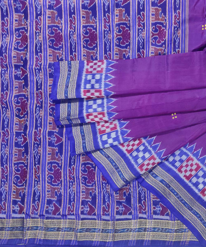 Purple navy blue silk handloom khandua saree