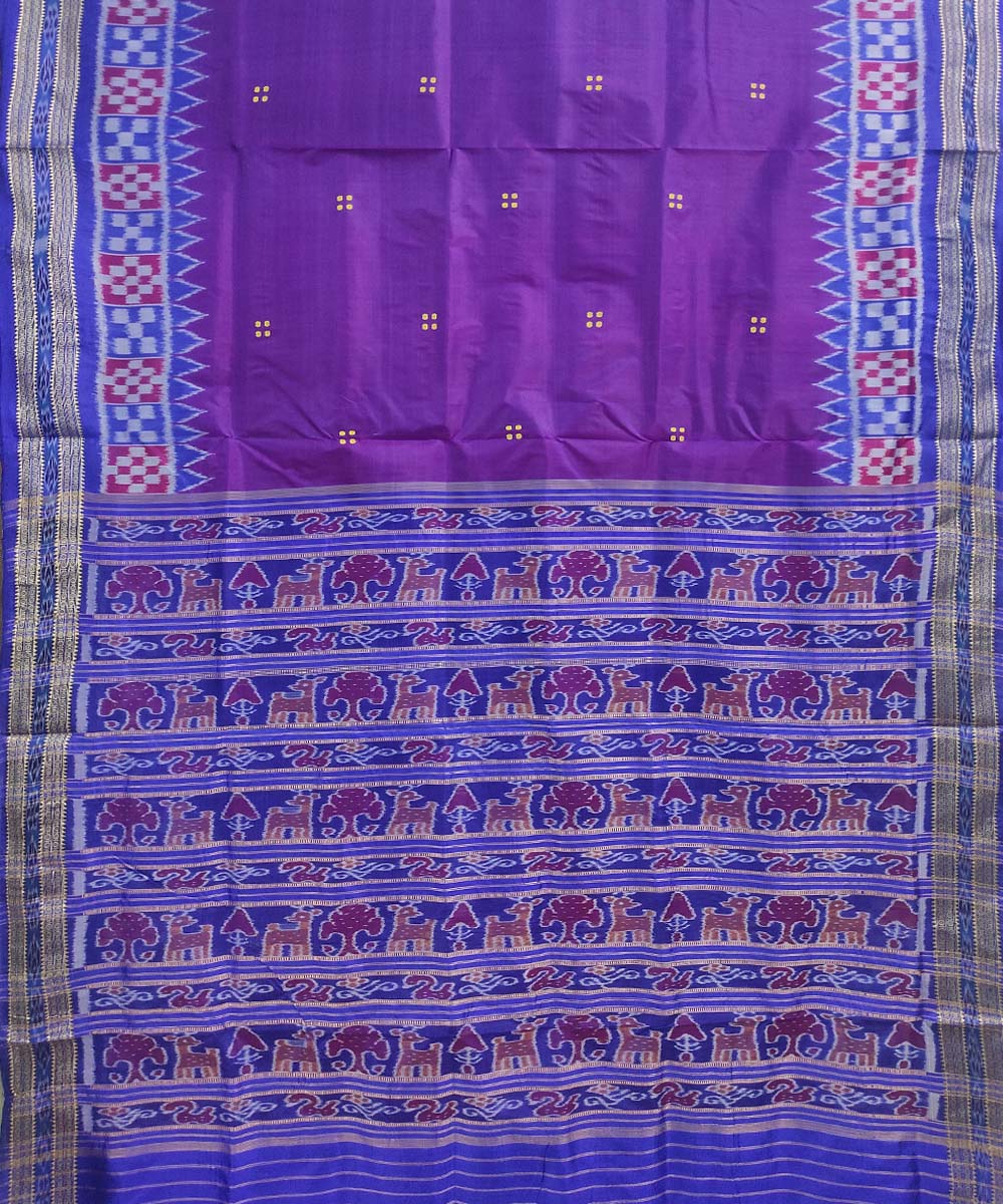 Purple navy blue silk handloom khandua saree