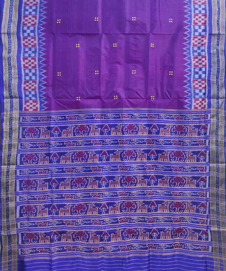 Purple navy blue silk handloom khandua saree