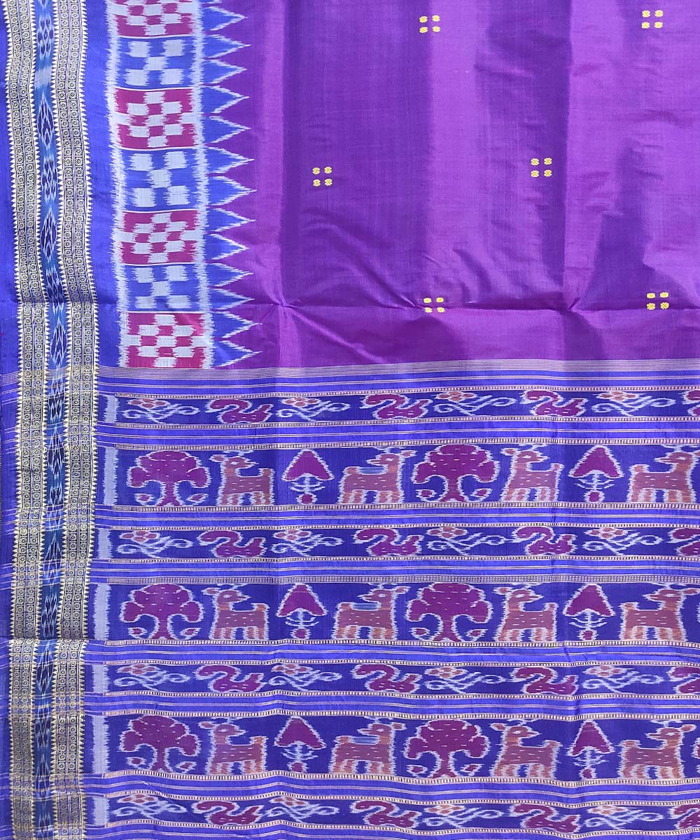 Purple navy blue silk handloom khandua saree