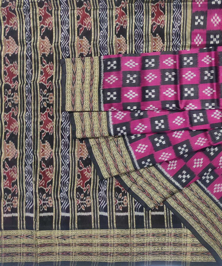 Purple black silk handloom khandua saree