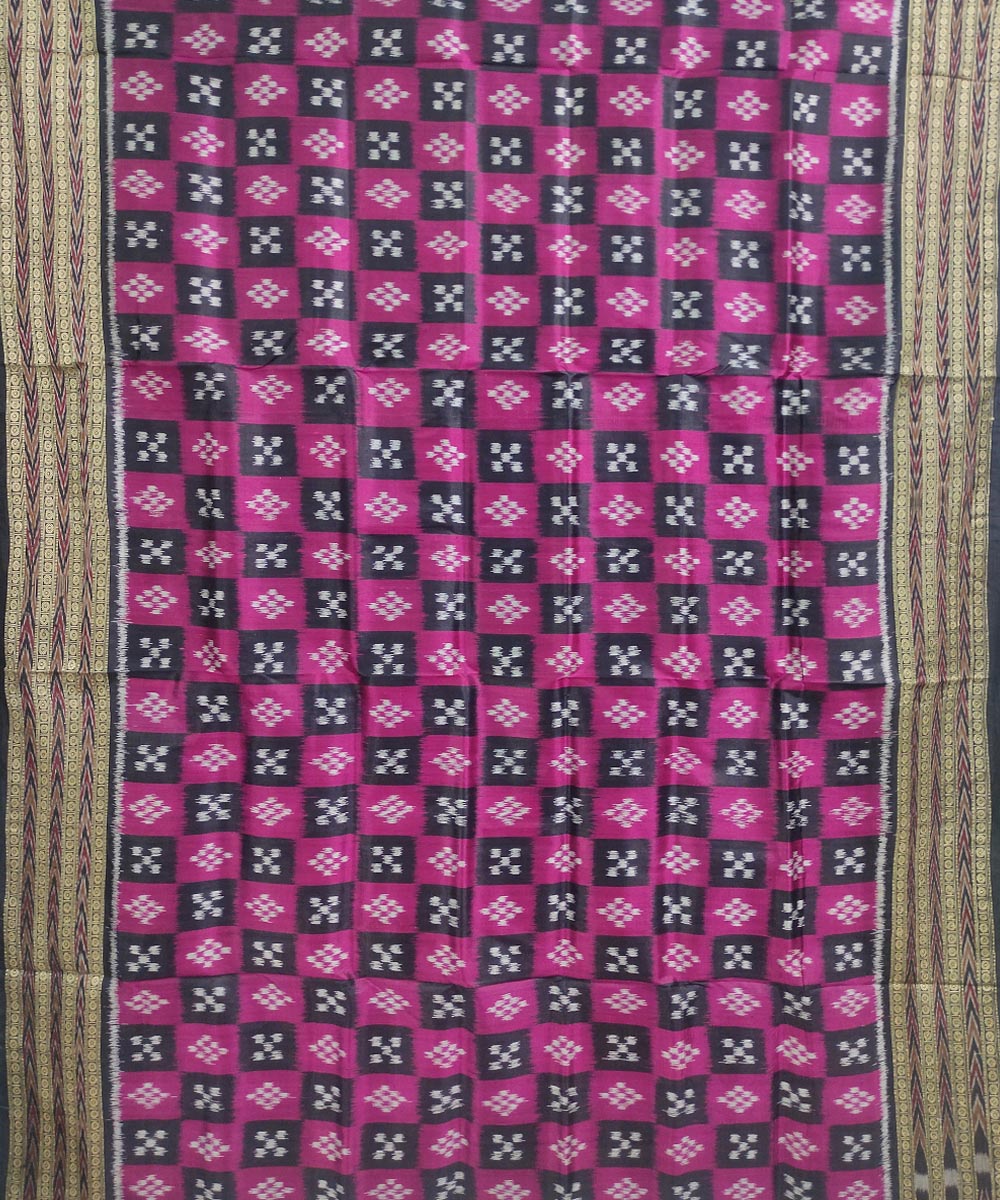 Purple black silk handloom khandua saree
