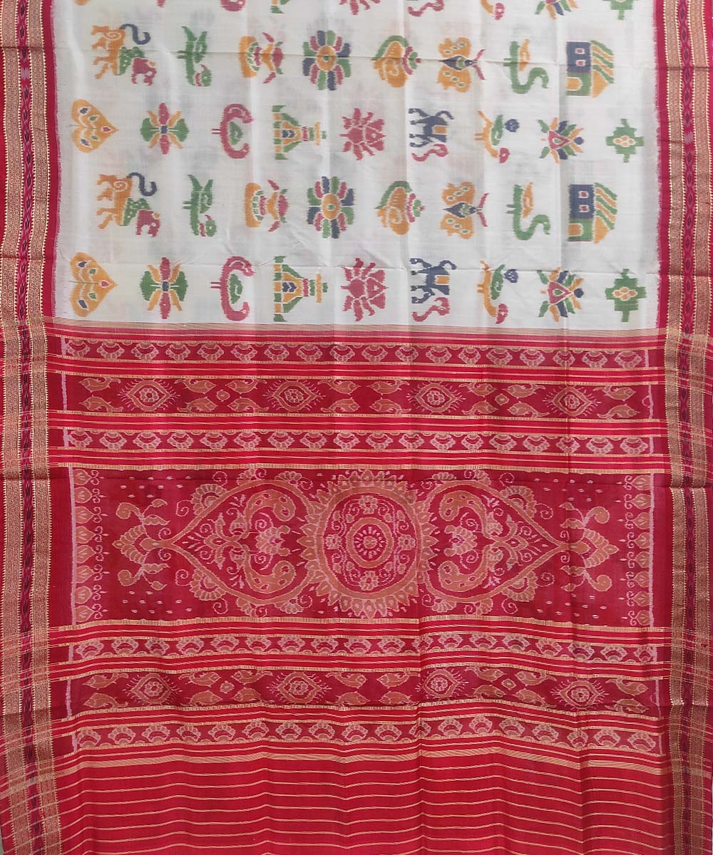 White red silk handloom khandua saree