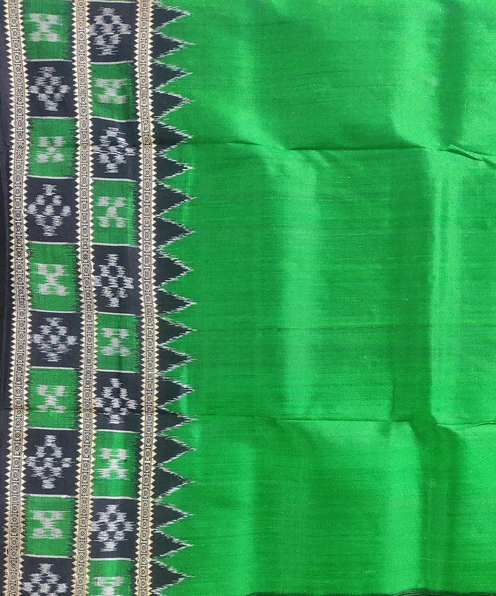 Dark green black silk handloom khandua saree