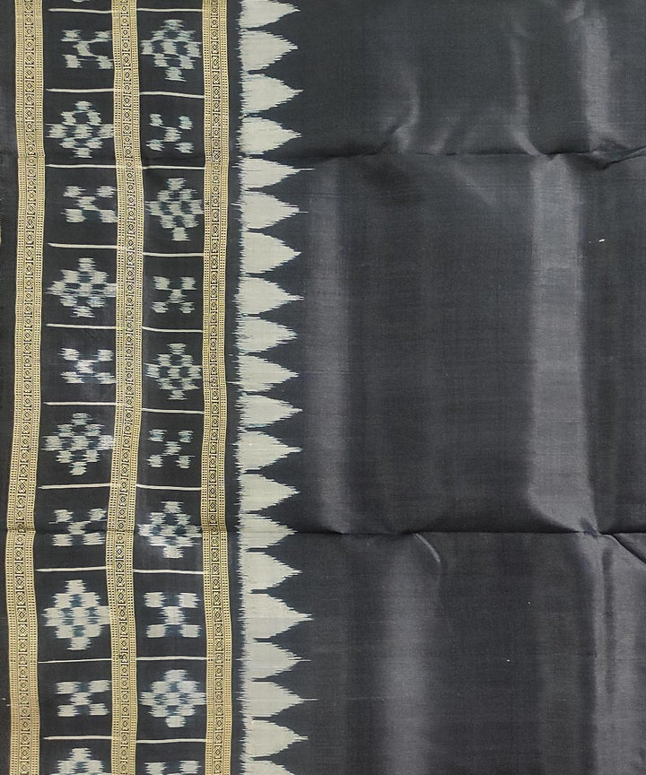 Maroon black silk handloom khandua saree