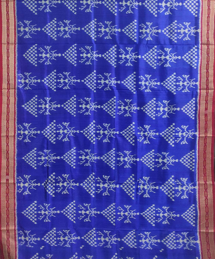 Navy blue maroon silk handloom khandua saree