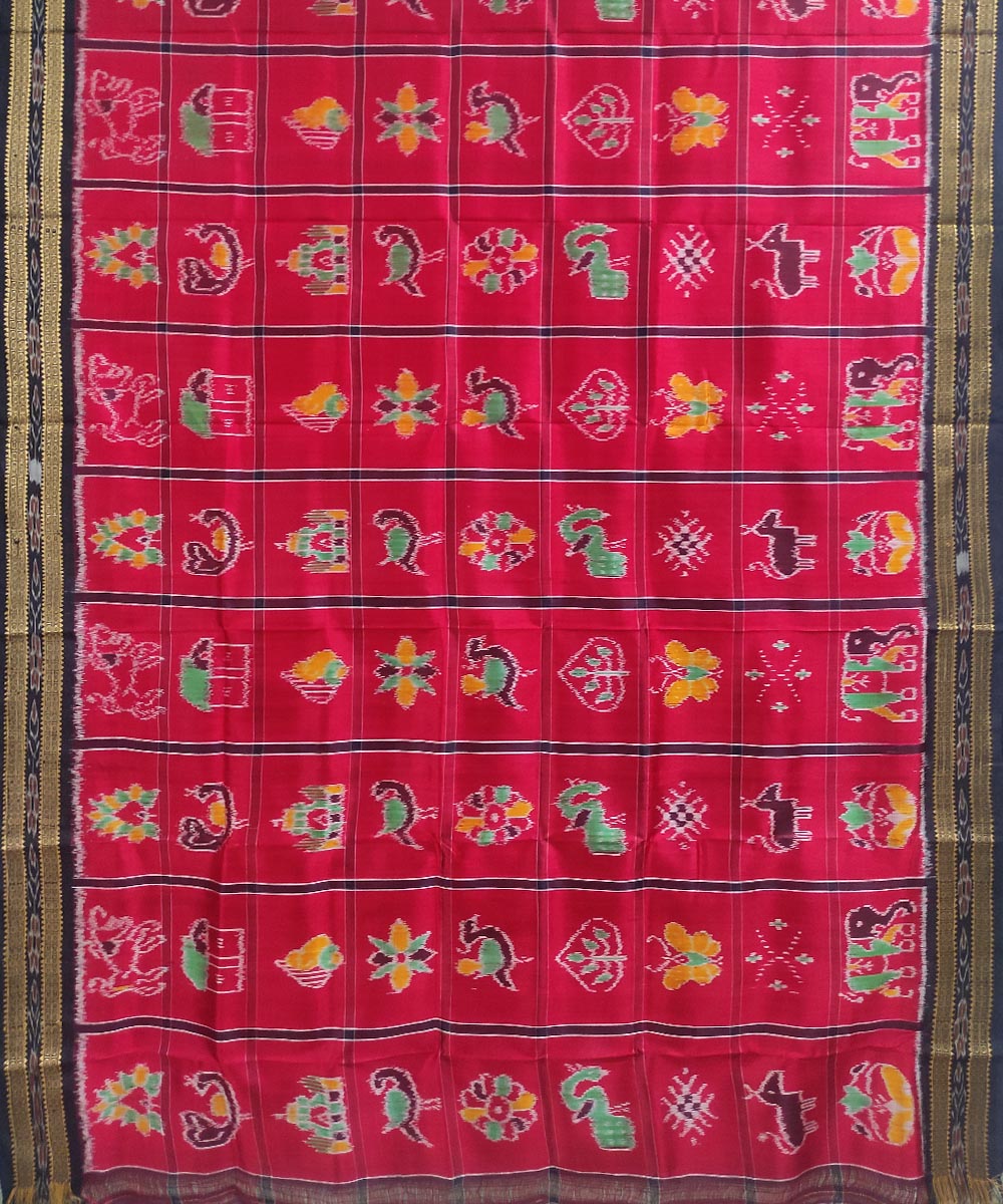 Red maroon silk handloom khandua saree