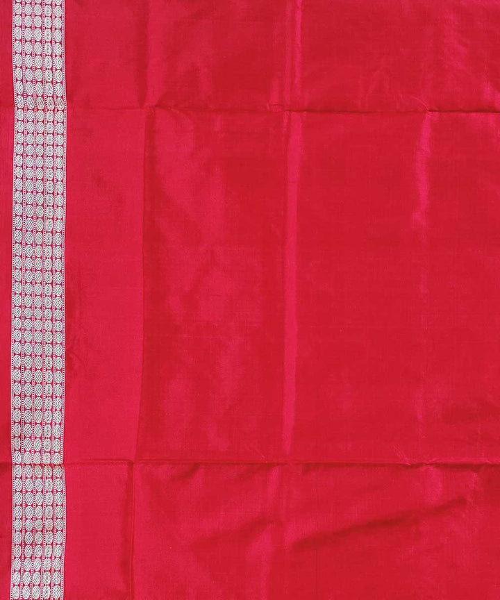 Cream red handwoven sambalpuri silk saree