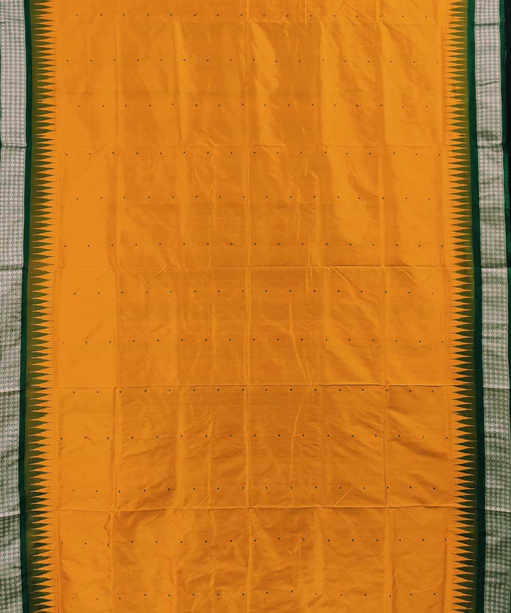 Yellow green handwoven silk bomkai saree