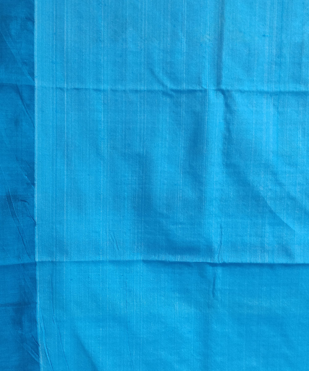 Off white blue tussar silk handloom dongoria saree