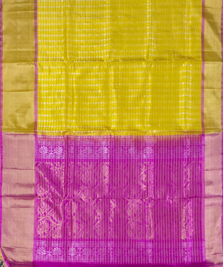 Purple yellow handwoven uppada silk saree