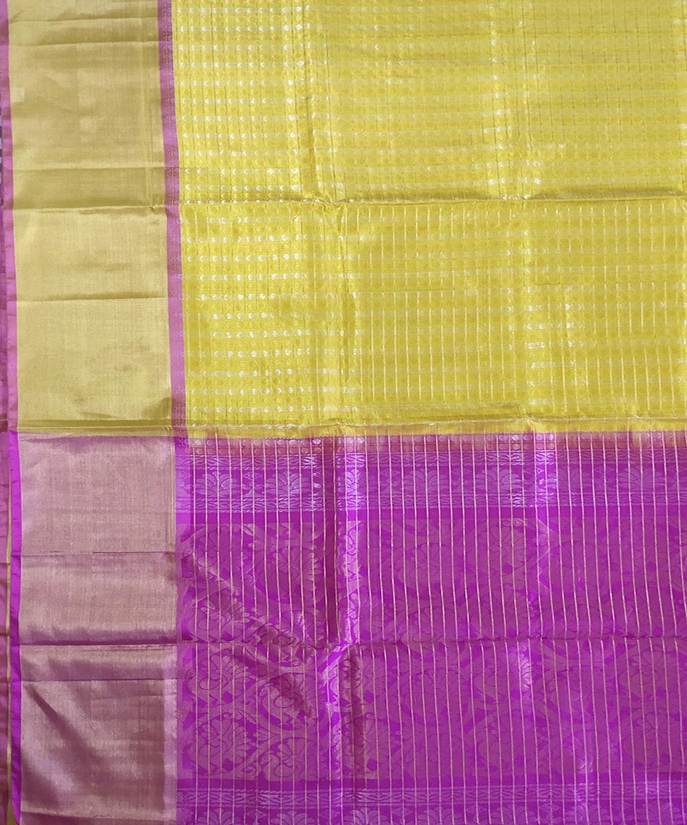 Purple yellow handwoven uppada silk saree