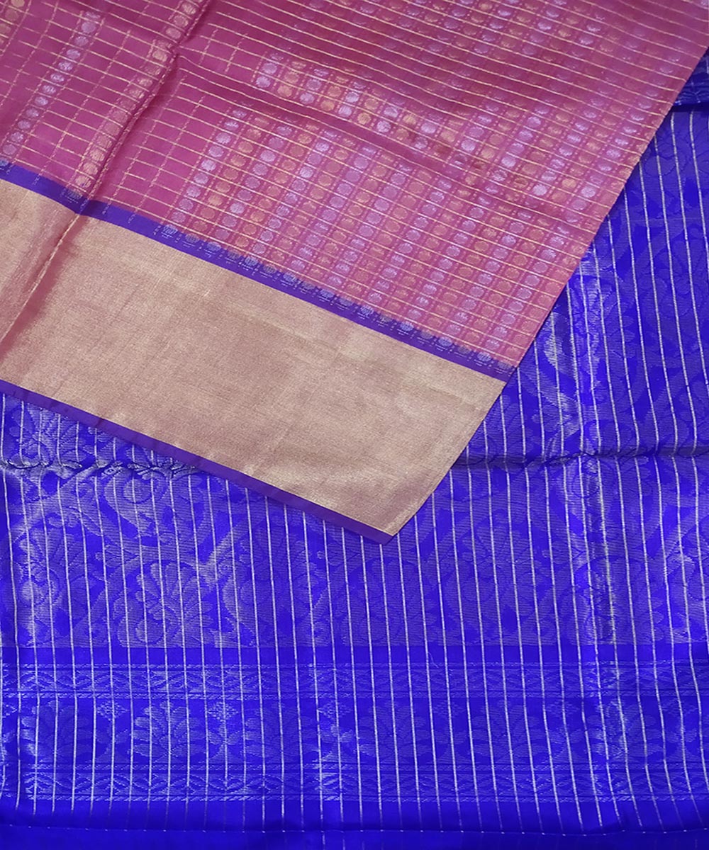 Peach blue handwoven uppada silk saree