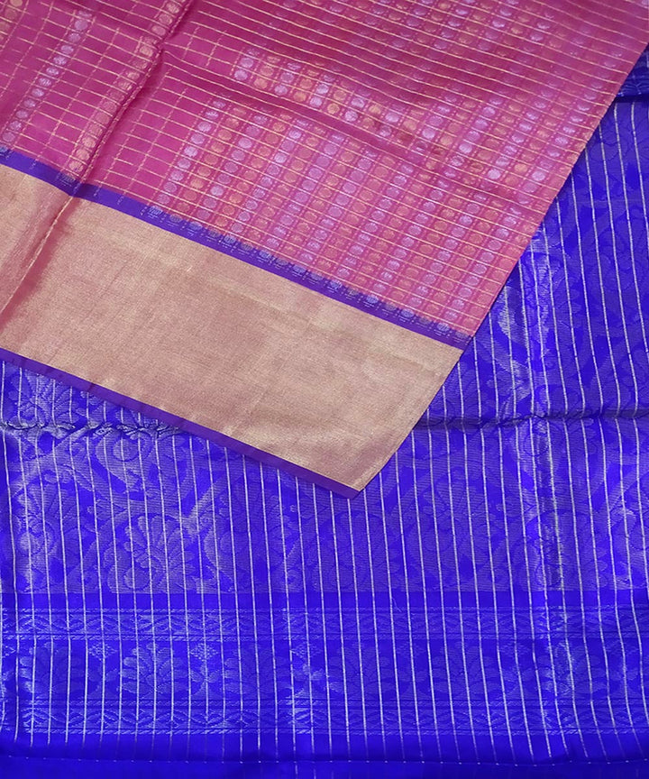Peach blue handwoven uppada silk saree