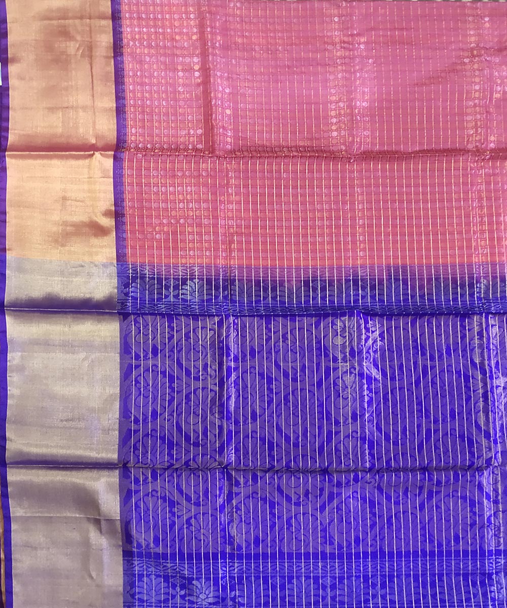 Peach blue handwoven uppada silk saree