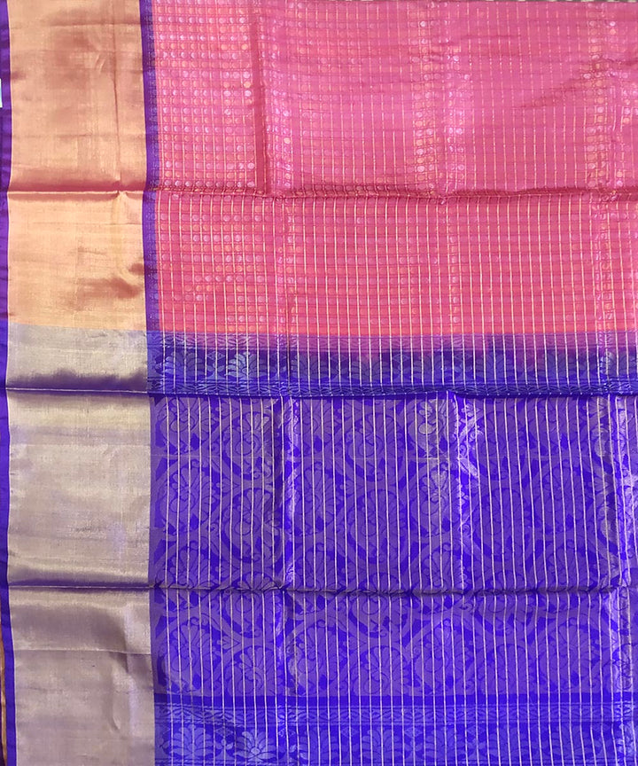 Peach blue handwoven uppada silk saree