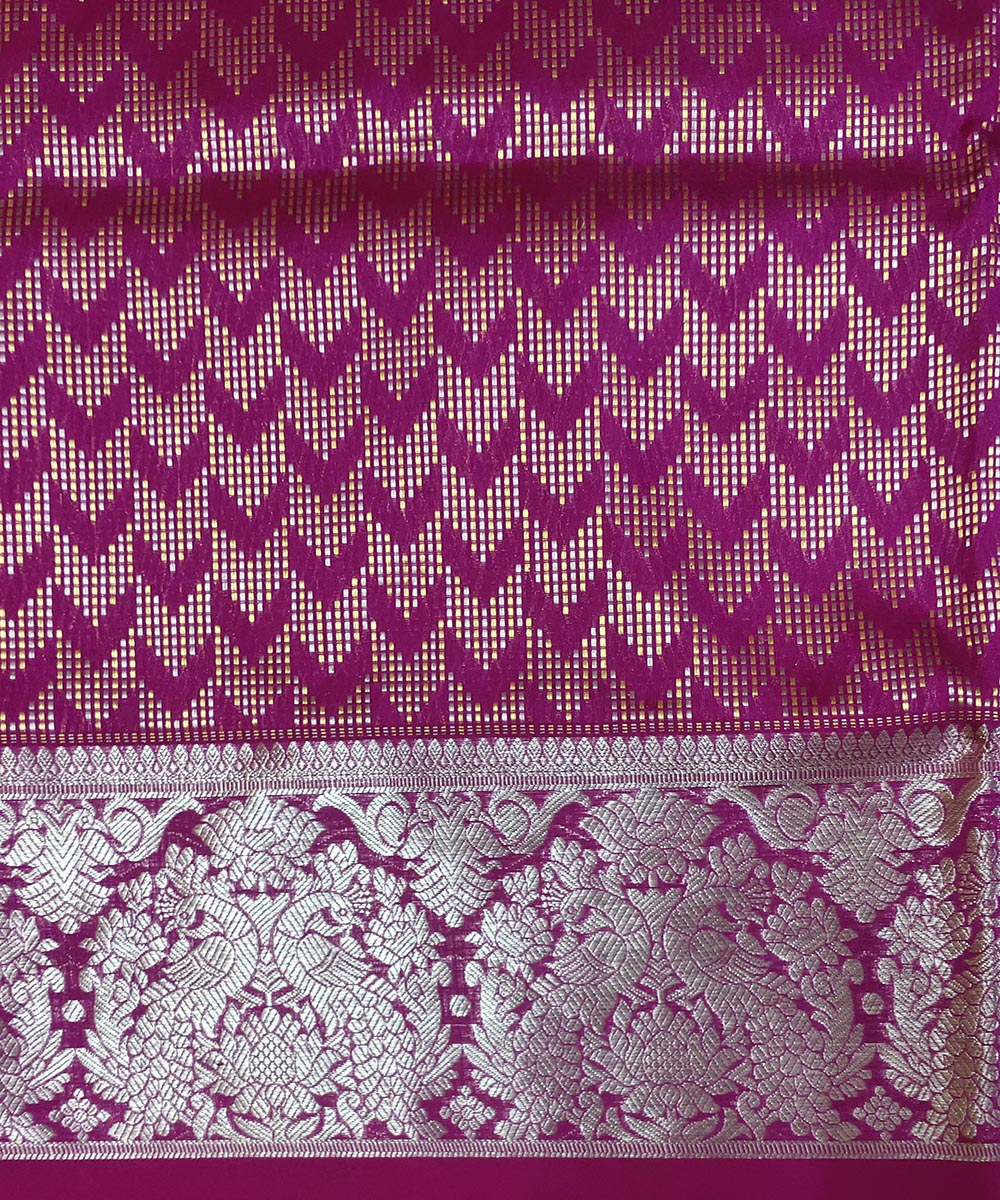 Cyan blue red handwoven silk venkatagiri saree