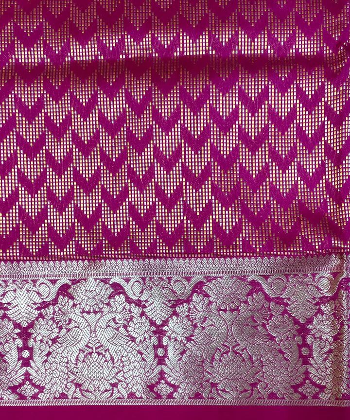 Cyan blue red handwoven silk venkatagiri saree