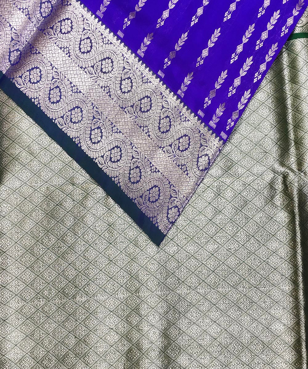 Dark blue handwoven silk venkatagiri saree
