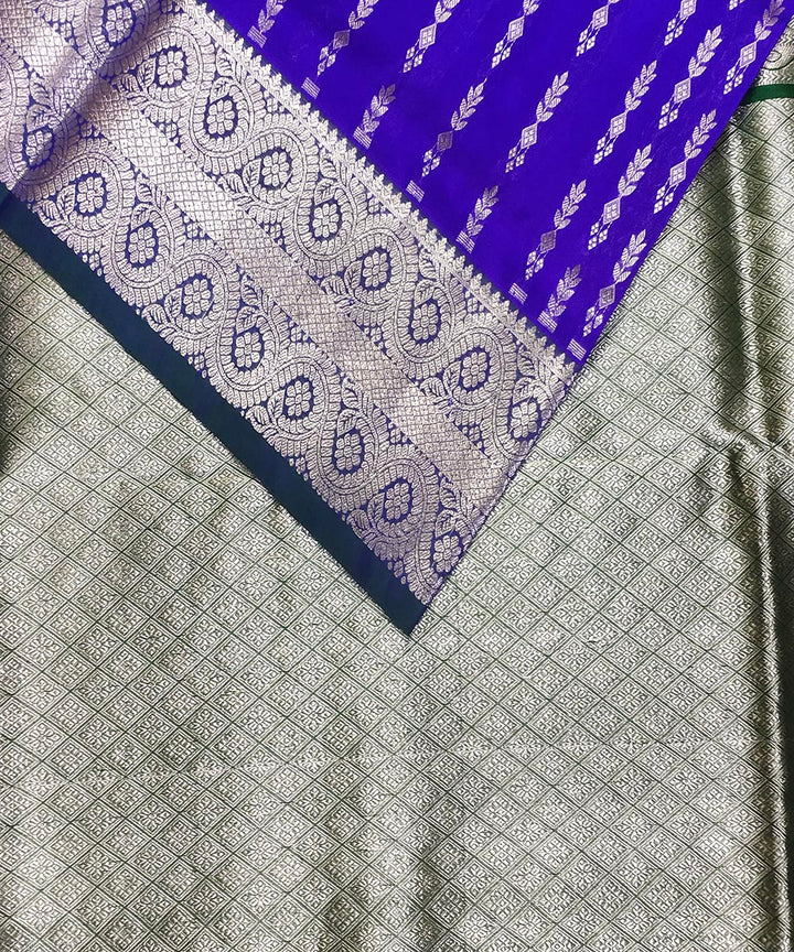 Dark blue handwoven silk venkatagiri saree