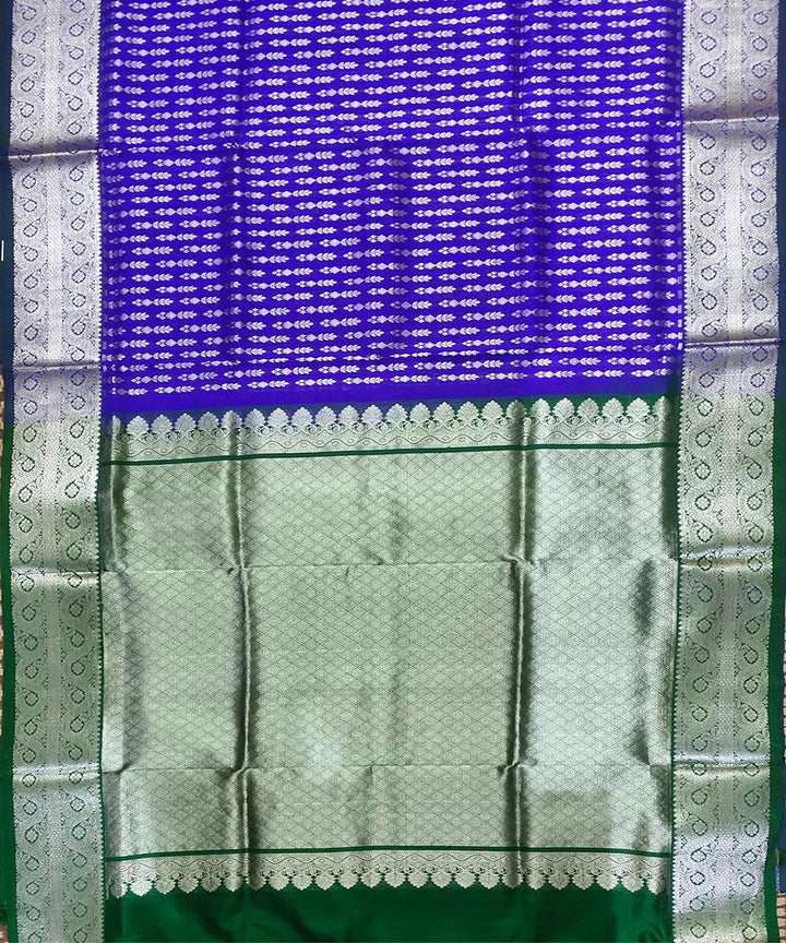 Dark blue handwoven silk venkatagiri saree