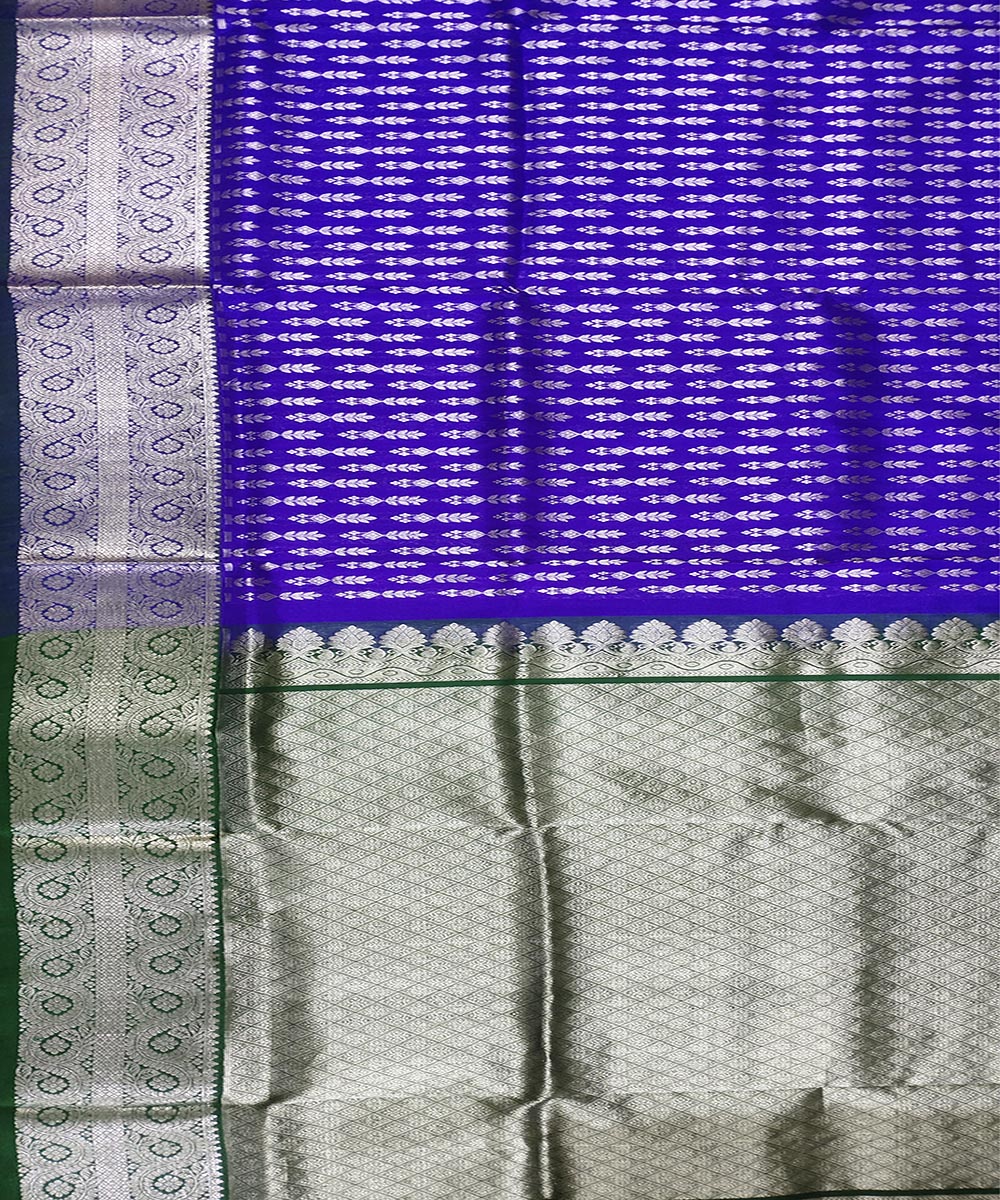 Dark blue handwoven silk venkatagiri saree