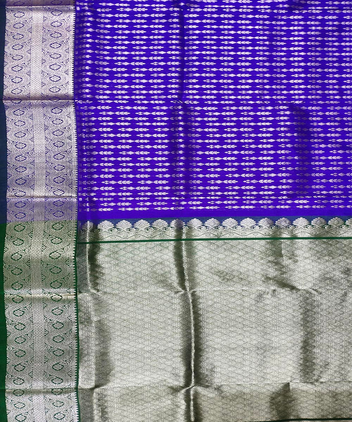 Dark blue handwoven silk venkatagiri saree