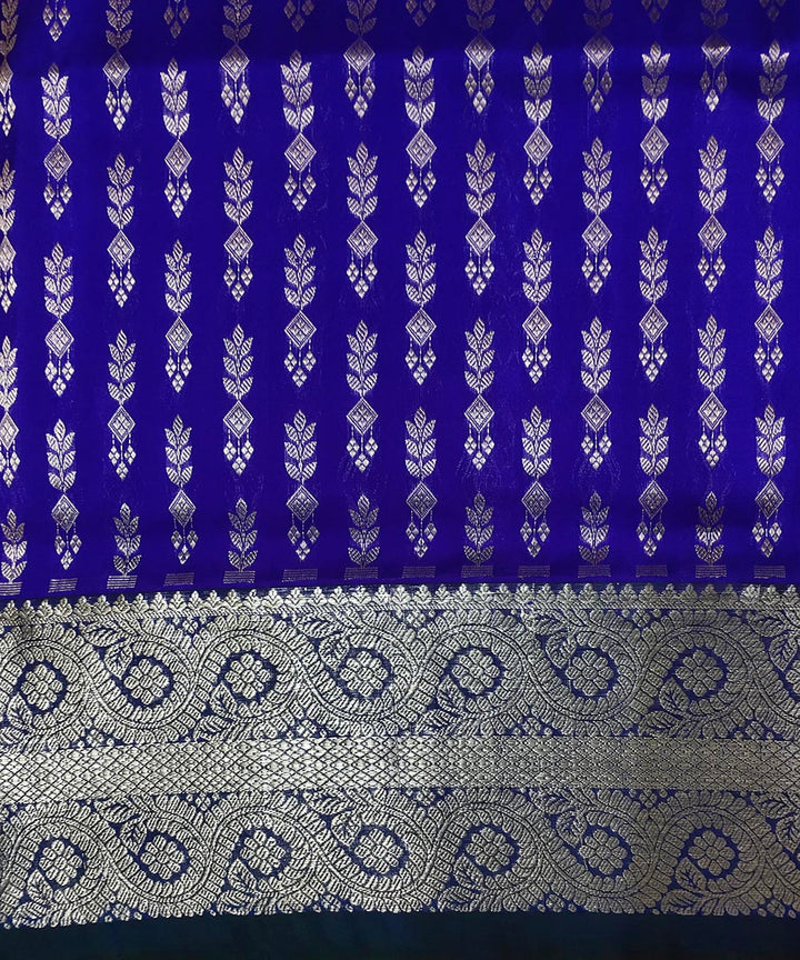 Dark blue handwoven silk venkatagiri saree