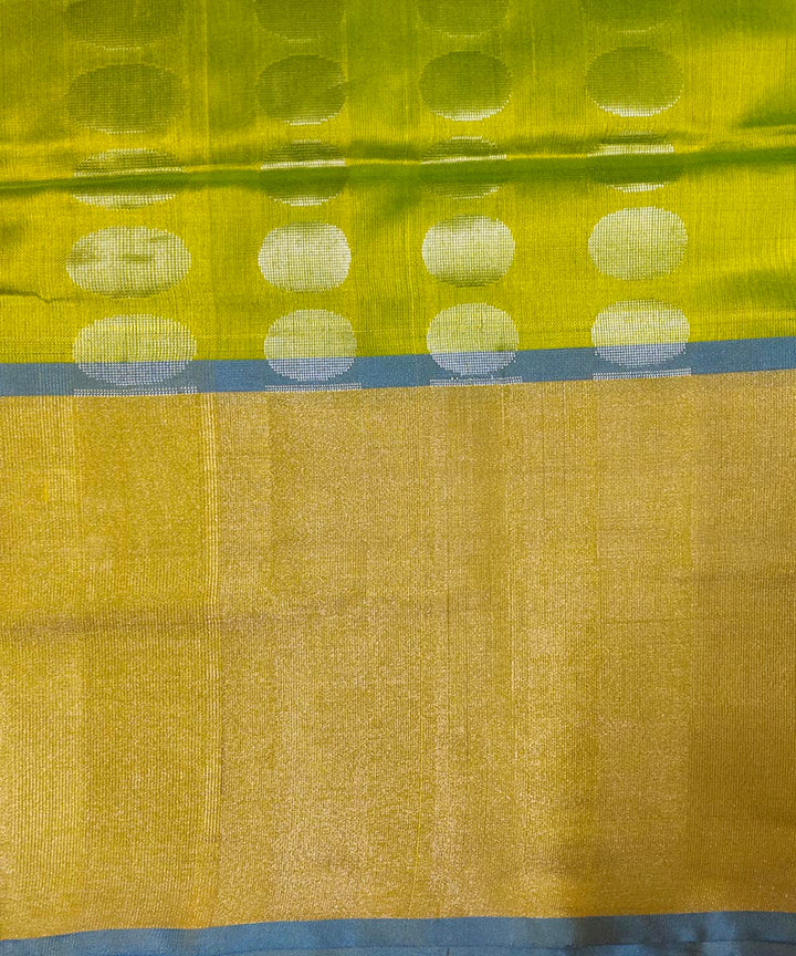 Lemon yellow blue handwoven silk venkatagiri saree