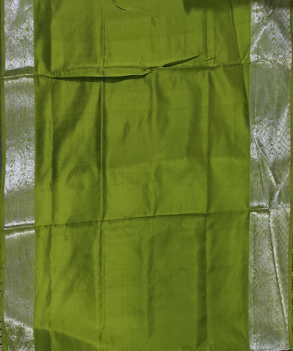 Royal blue olive green handwoven silk venkatagiri saree