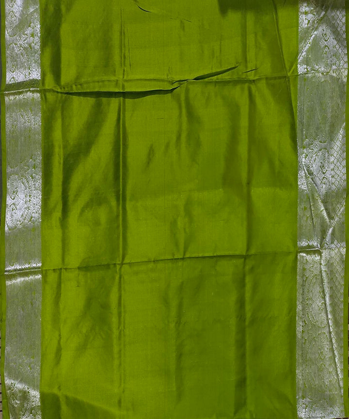 Royal blue olive green handwoven silk venkatagiri saree