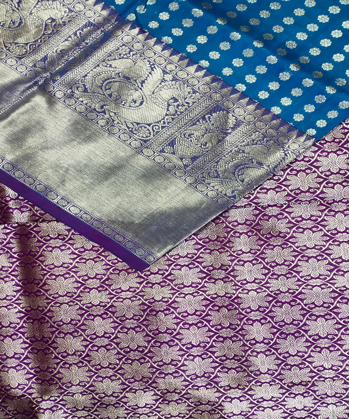 Purple blue handwoven silk venkatagiri saree