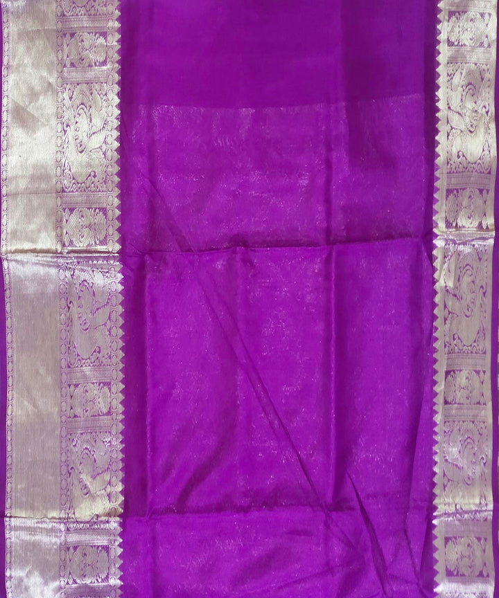 Purple blue handwoven silk venkatagiri saree