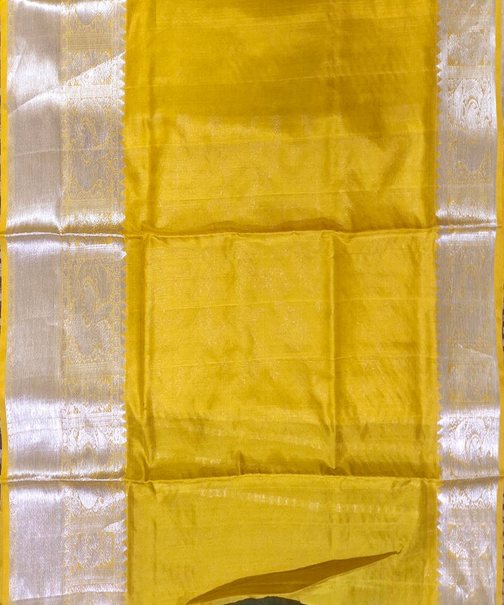 Olive green mustard handwoven silk venkatagiri saree