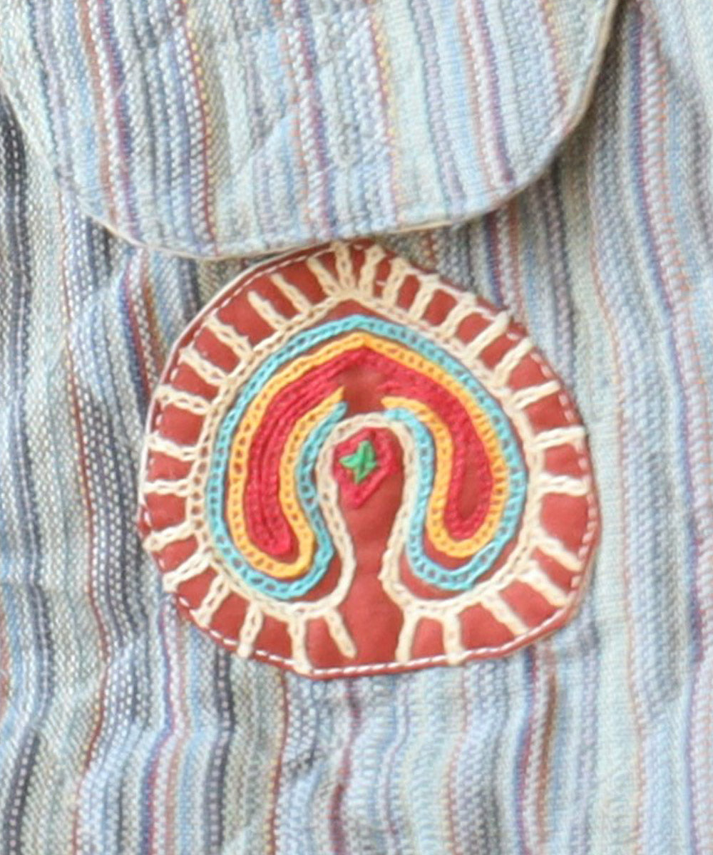 Grey hand embroidered cotton sling bag
