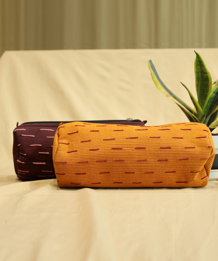 Yellow handcrafted cotton pouch