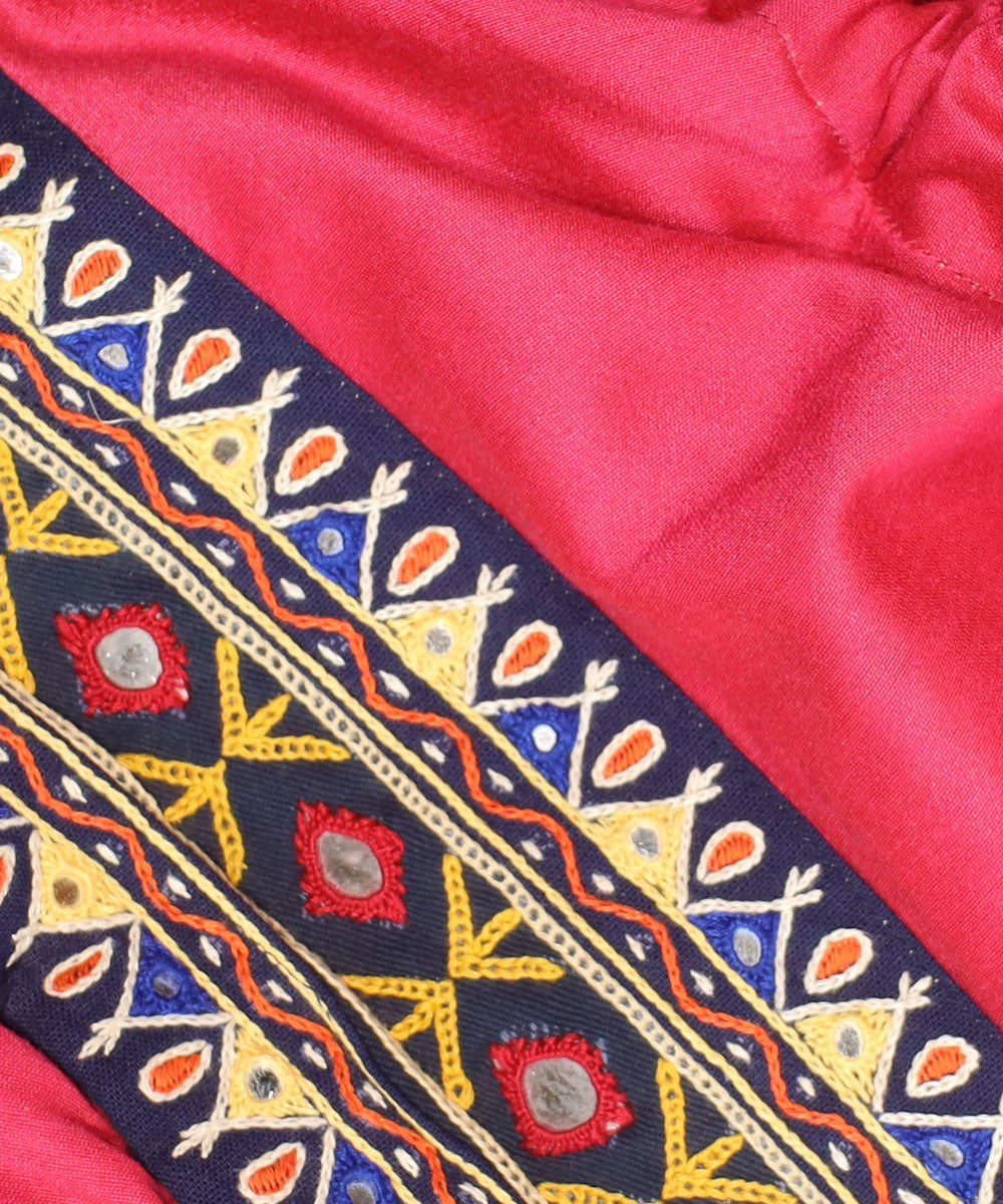Pink hand embroidered cotton potli
