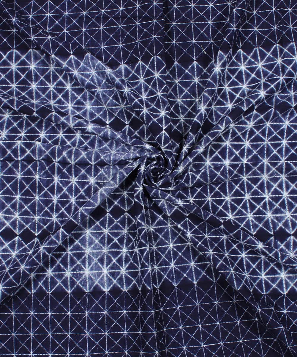 3m Navy blue tie dye cotton shibori kurta material