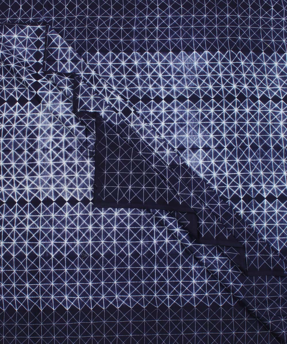 3m Navy blue tie dye cotton shibori kurta material