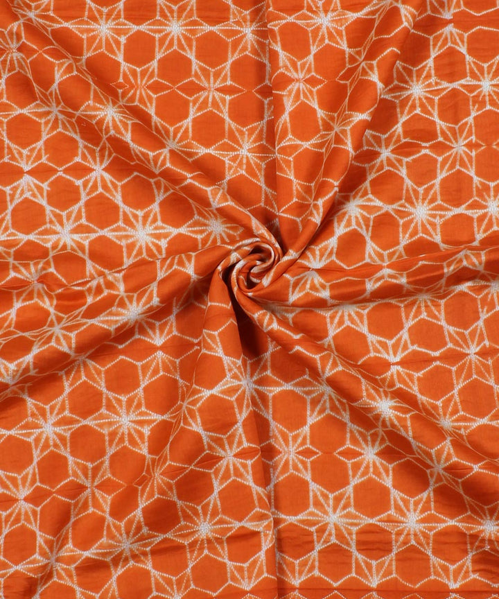 2.8m Orange tie dye cotton silk shibori kurta material