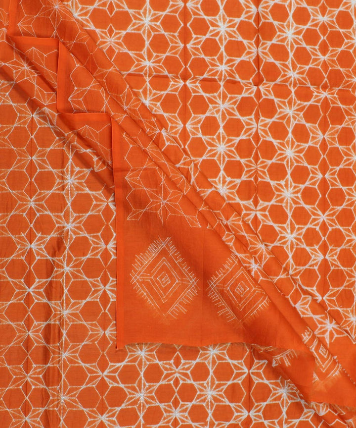 2.8m Orange tie dye cotton silk shibori kurta material