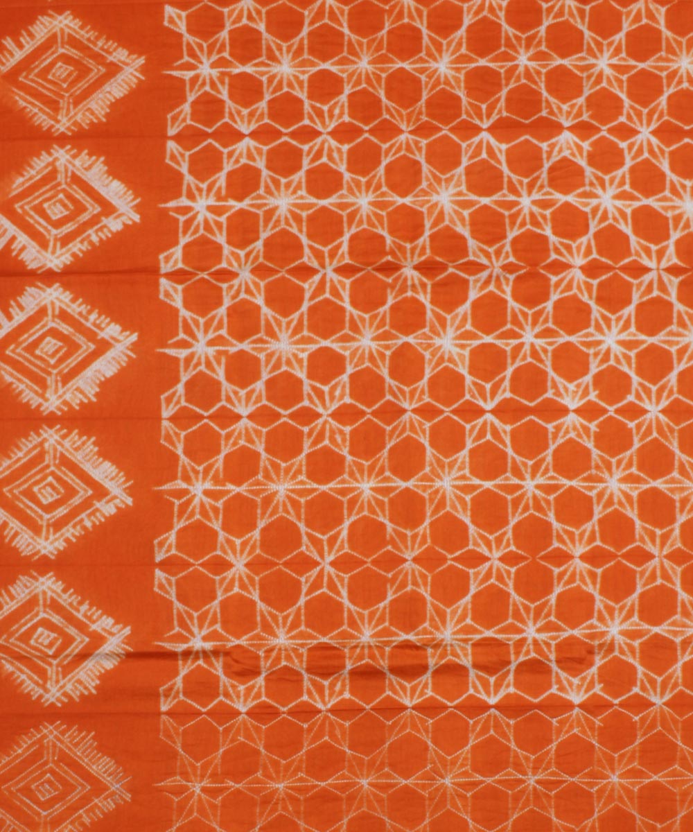 2.8m Orange tie dye cotton silk shibori kurta material