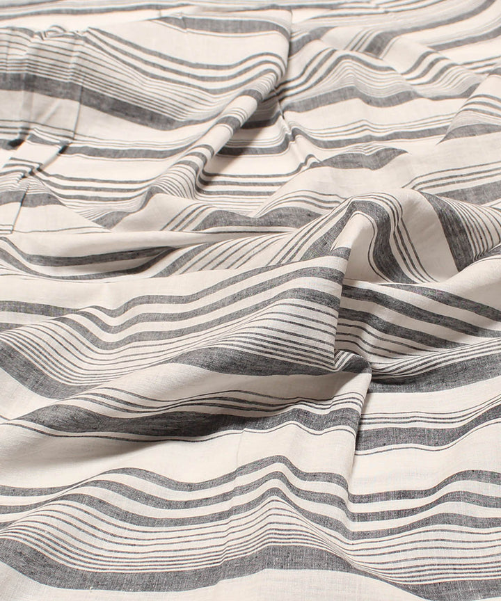 0.6m White grey handwoven stripe cotton fabric