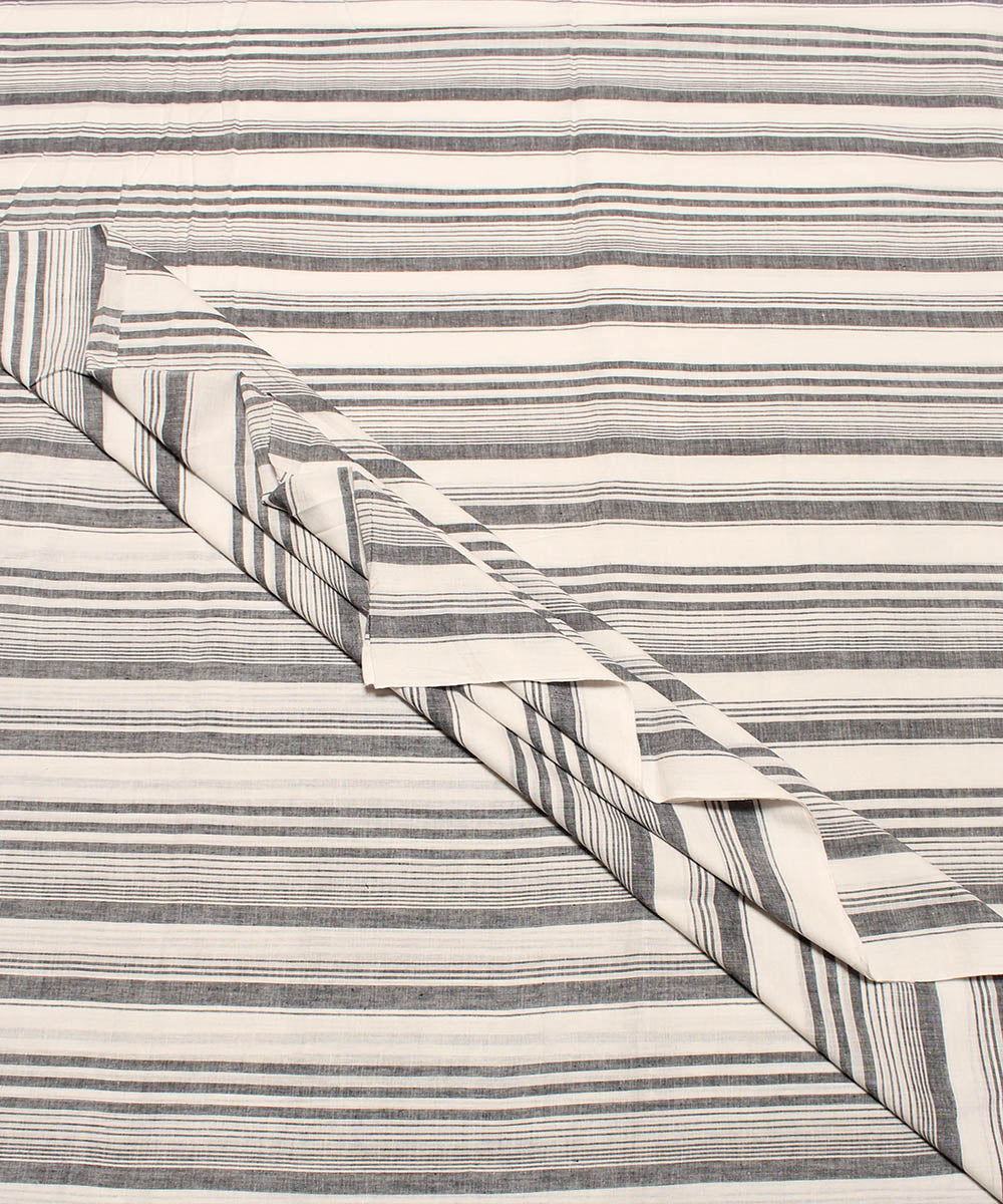 0.6m White grey handwoven stripe cotton fabric