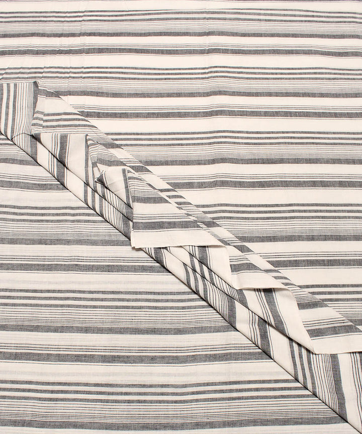 0.6m White grey handwoven stripe cotton fabric