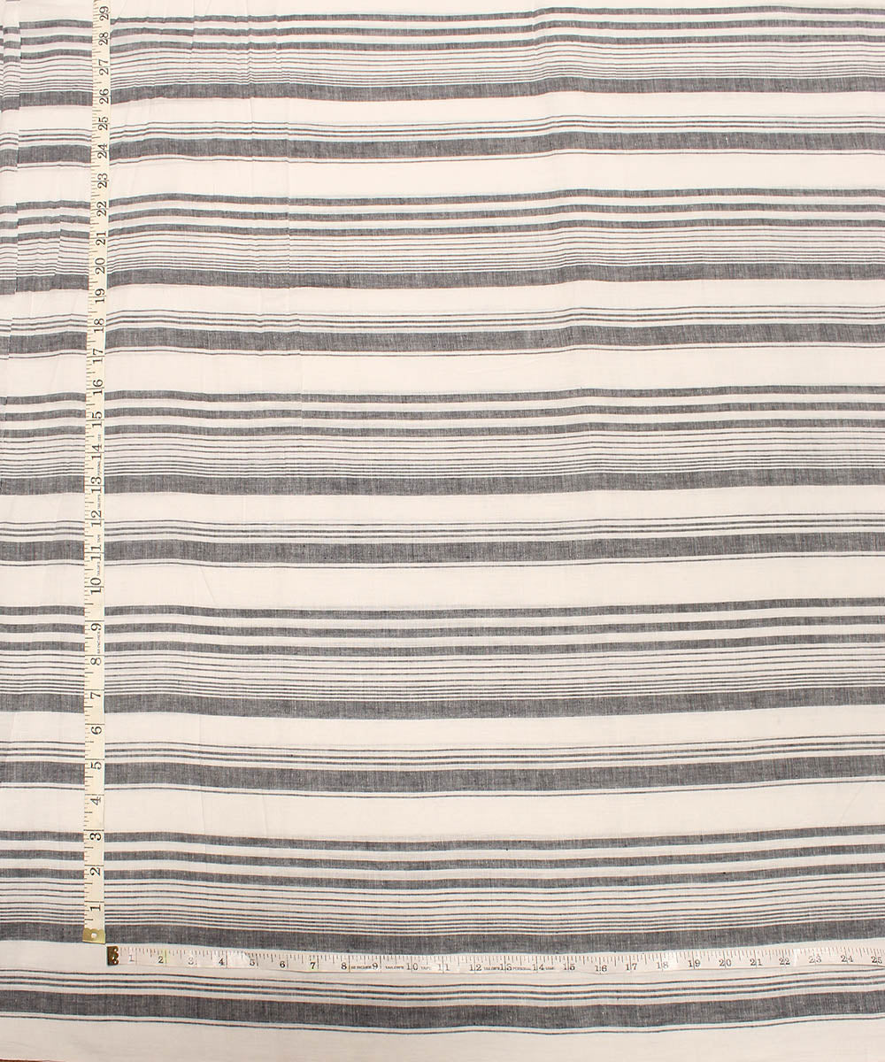 0.6m White grey handwoven stripe cotton fabric