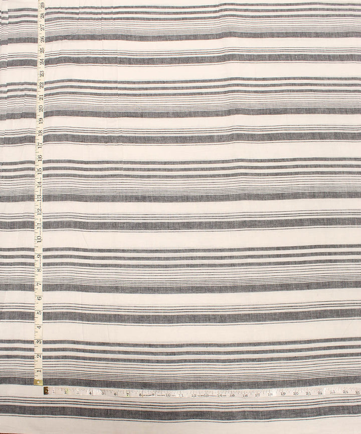 0.6m White grey handwoven stripe cotton fabric