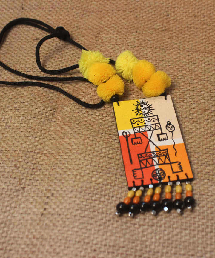 Multicolor hand painted warli art earring and necklace set